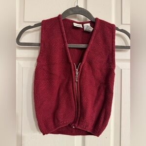 TFW Kids junior girls red crocheted zip‎ up vest size large